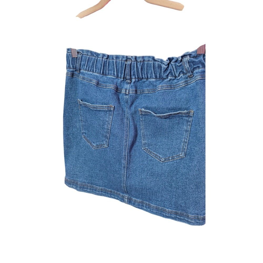 Mele E Per Womens Medium Denim Mini Skirt Paperbag Waist Blue Cotton Blend - Picture 9 of 9